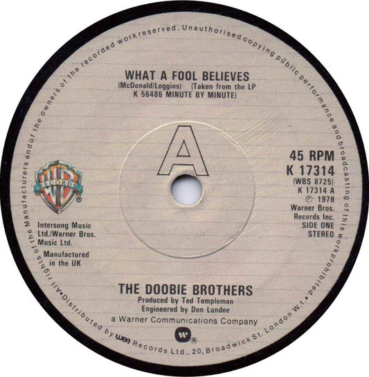 The Doobie Brothers : What A Fool Believes (7", Single)