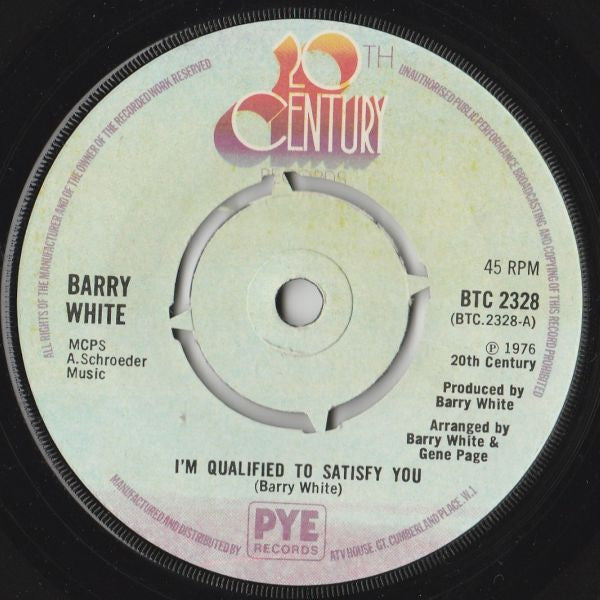 Barry White : I'm Qualified To Satisfy You (7", Single, Kno)