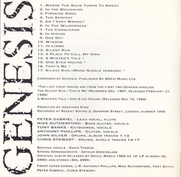 Genesis : From Genesis To Revelation (CD, Album, Mono, RE, May)