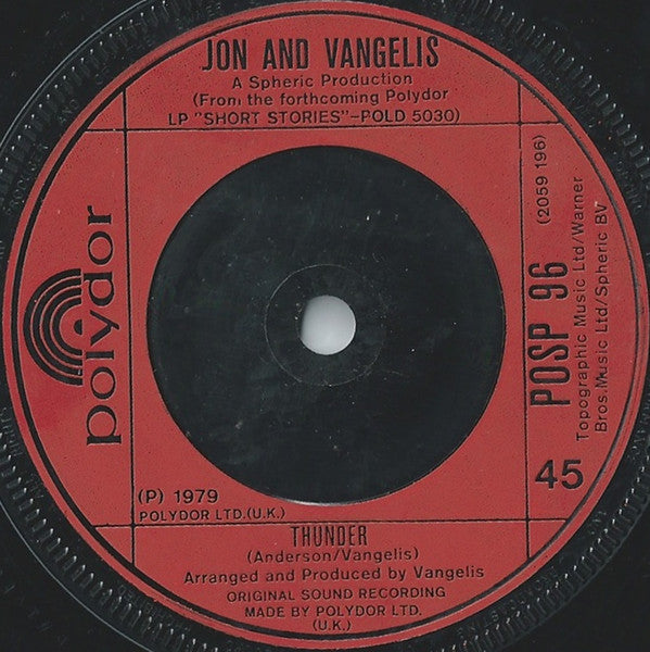 Jon & Vangelis : I Hear You Now (7", Single, Com)