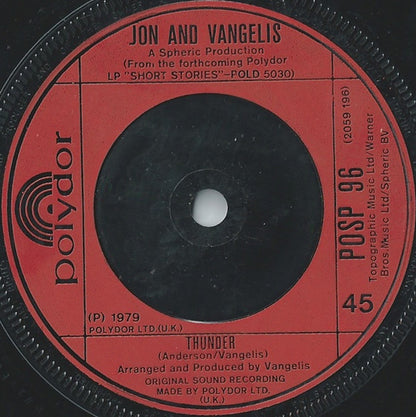 Jon & Vangelis : I Hear You Now (7", Single, Com)