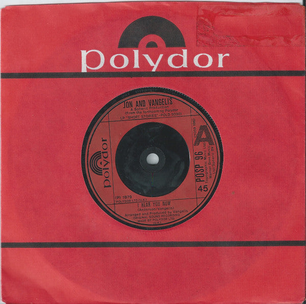 Jon & Vangelis : I Hear You Now (7", Single, Com)