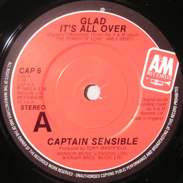 Captain Sensible : Glad It's All Over / Damned On 45 (7", Single)