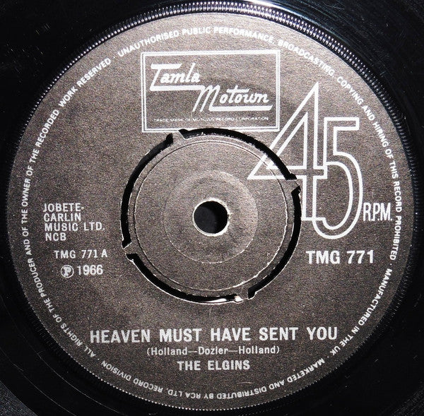 The Elgins : Heaven Must Have Sent You (7", Single, RE, 4 P)
