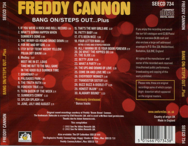 Freddy Cannon : Bang On / Steps Out...plus (CD, Album, Comp, RM)