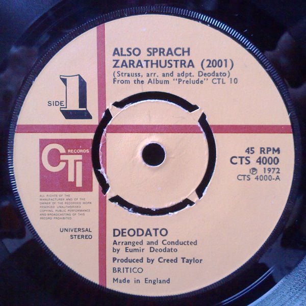 Eumir Deodato : Also Sprach Zarathustra (2001) (7", Pus)