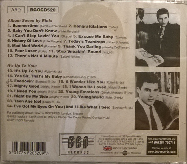 Ricky Nelson (2) : Album Seven By Rick / It's Up To You (CD, Comp, RM)