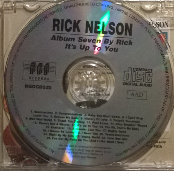 Ricky Nelson (2) : Album Seven By Rick / It's Up To You (CD, Comp, RM)