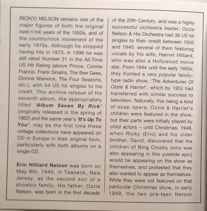 Ricky Nelson (2) : Album Seven By Rick / It's Up To You (CD, Comp, RM)