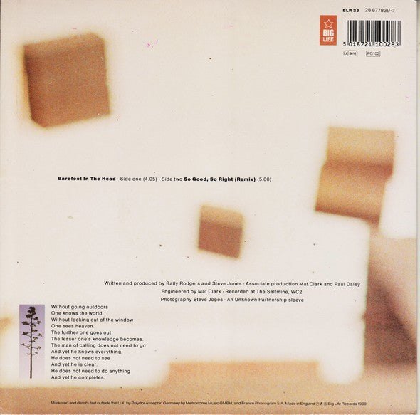 A Man Called Adam : Barefoot In The Head (7", Single)