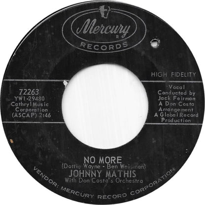 Johnny Mathis With Don Costa Orchestra : No More (7", Styrene)
