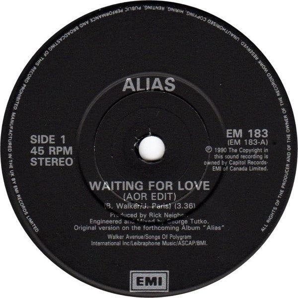 Alias (13) : Waiting For Love (7", Single)