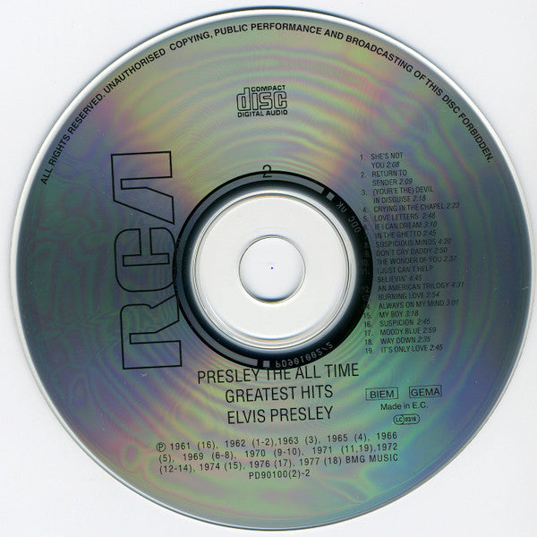 Elvis Presley : The All Time Greatest Hits (2xCD, Comp, RE, RM, Jew)