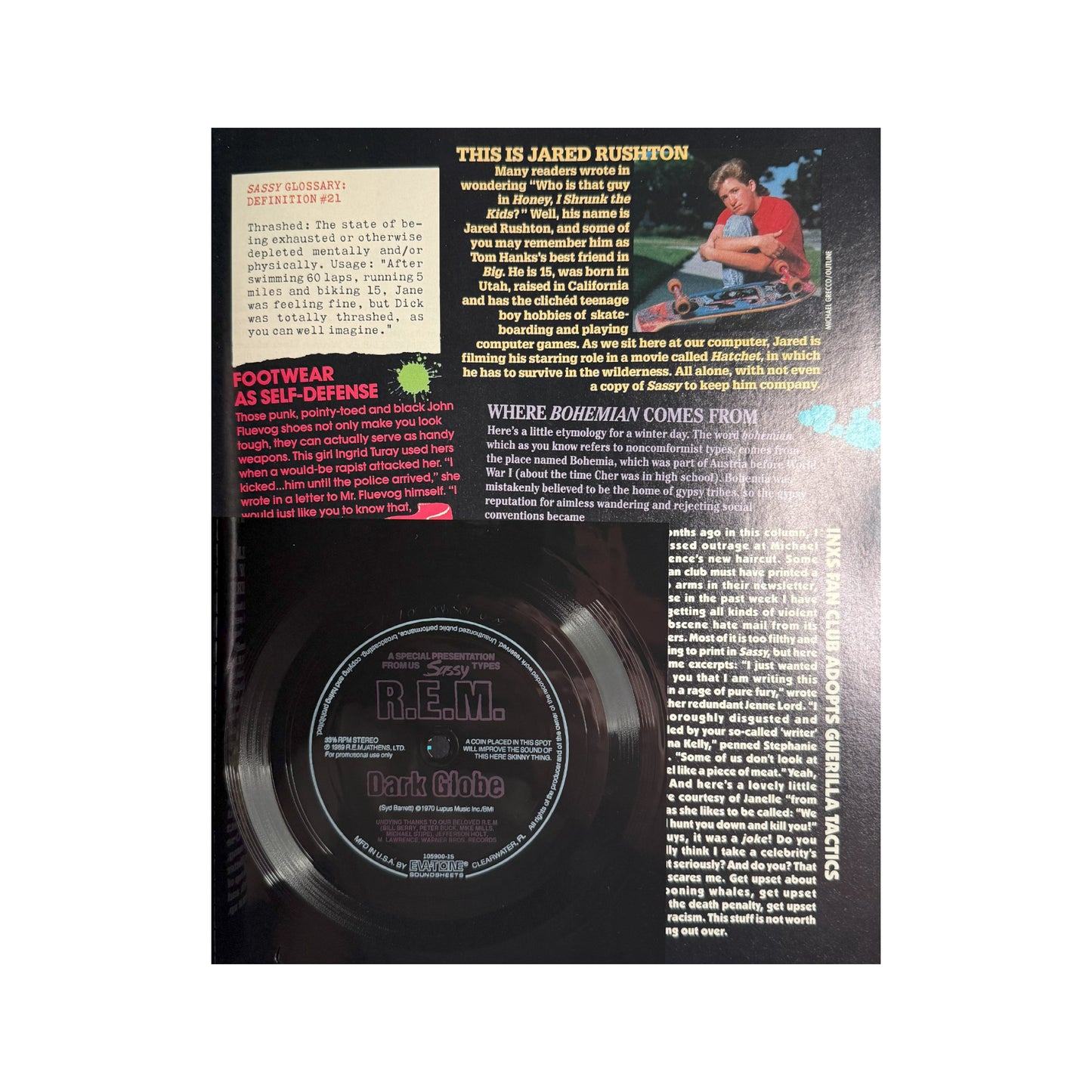 Sassy Magazine January 1990 R.E.M. Flexi Disc